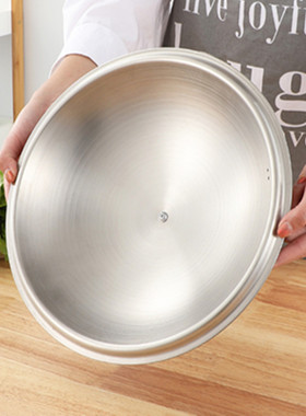 不锈钢锅盖家用炒菜锅盖子32cm34cm加厚马勺盖通用防摔防爆全钢盖