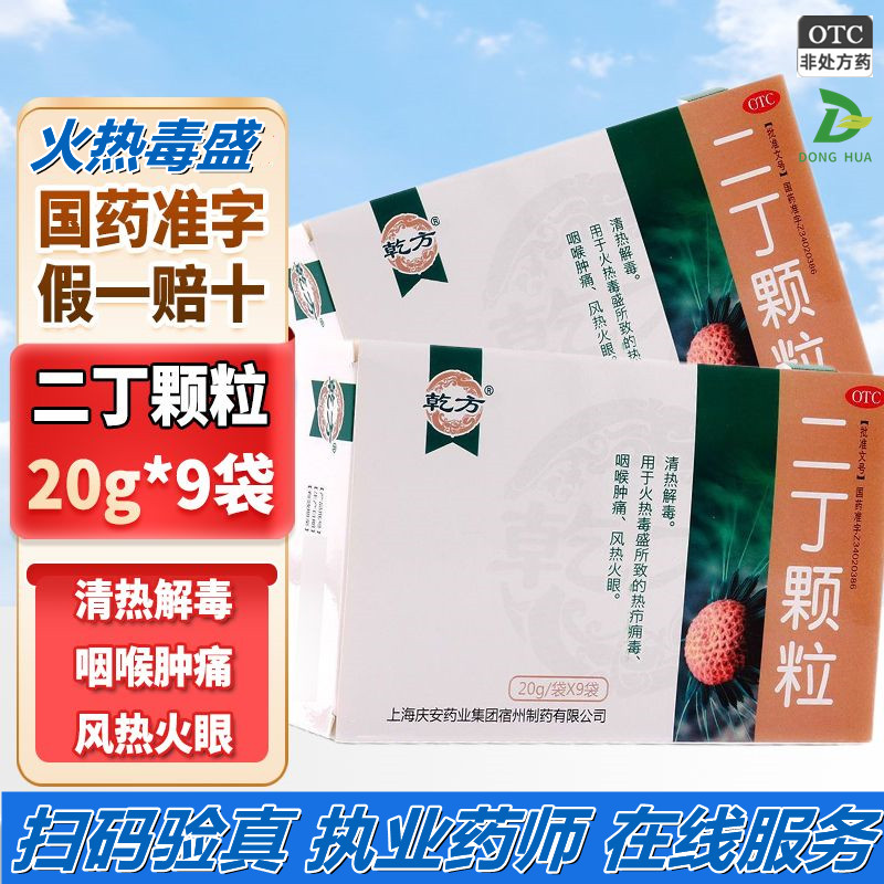 乾方二丁颗粒20克*9袋风热火眼热疖痈毒火热毒盛清热解毒咽喉肿痛