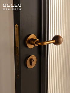 “兴东”覆古门锁胡桃木室内磁裂静音门把手卧室中世纪房间门锁
