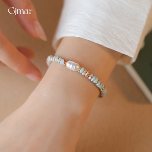 气质手环小清新百搭感手饰女 甜美彩色几何形串珠手链时尚