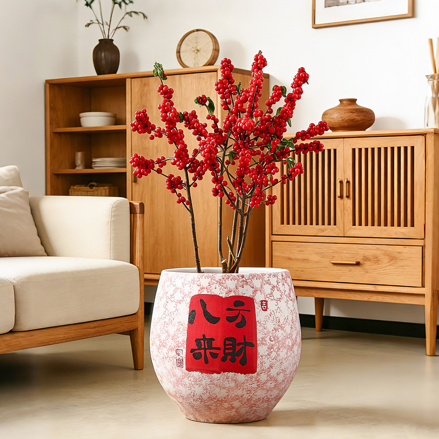 陶瓷花盆现代中式喜庆手绘大口径家用落地桌面三角梅兰花专用盆栽,鲜花速递/花卉仿真/绿植园艺,花盆,淘宝优惠券,粉丝福利购,淘宝优惠卷