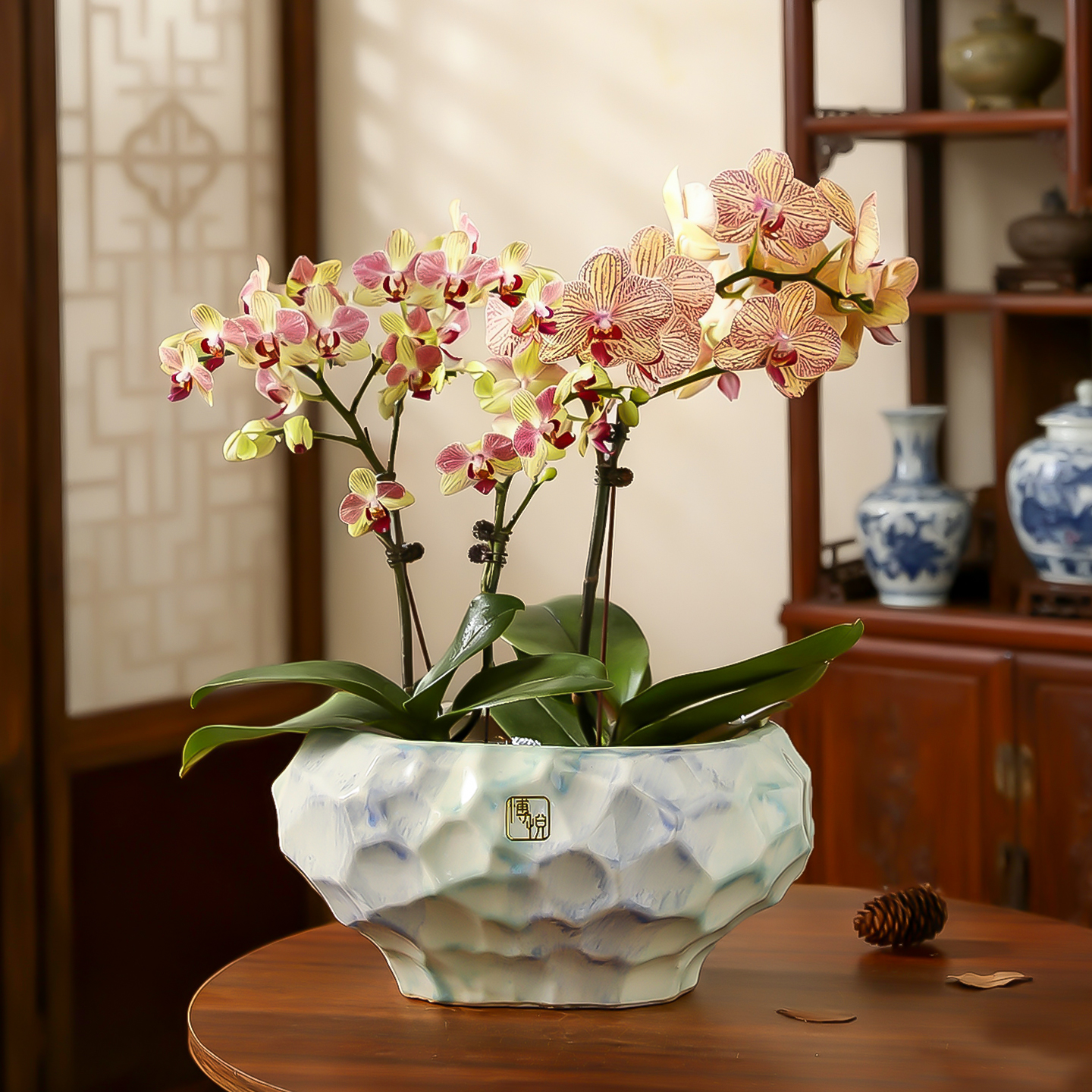 陶瓷花盆中式简约高档桌面大口径