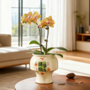 轻奢中式 陶瓷花盆现代简约手绘家用高脚蝴蝶兰三角梅专用花卉套盆