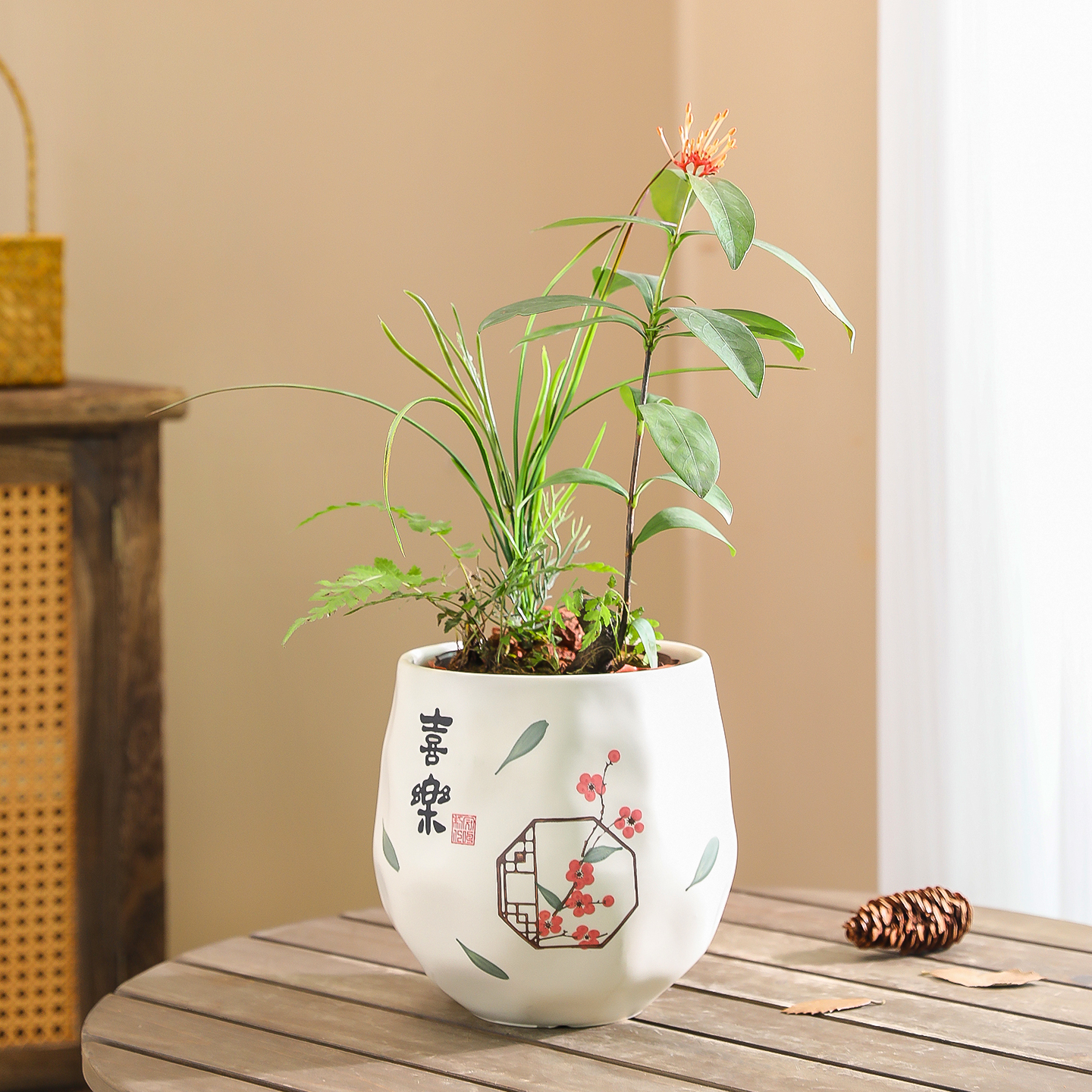 陶瓷花盆中式现代奶油风家用轻奢