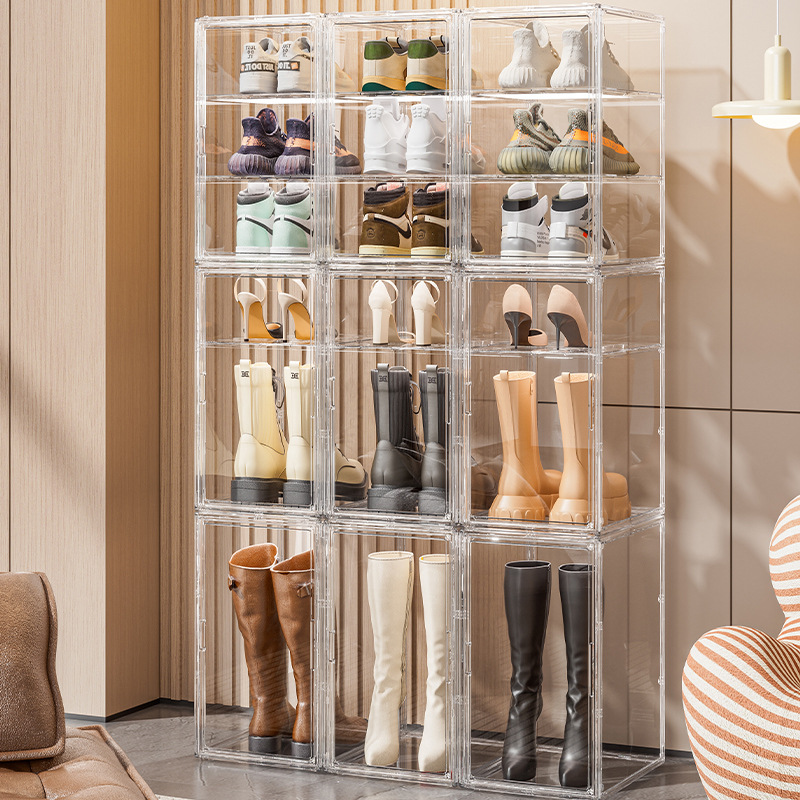 亚克力鞋盒长筒靴子收纳盒全透明防氧化存放马丁靴子省空间鞋柜子