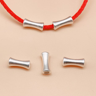 S999纯银 竹节管隔珠骨头珠子散珠 手工编织首饰diy配件材料批 发