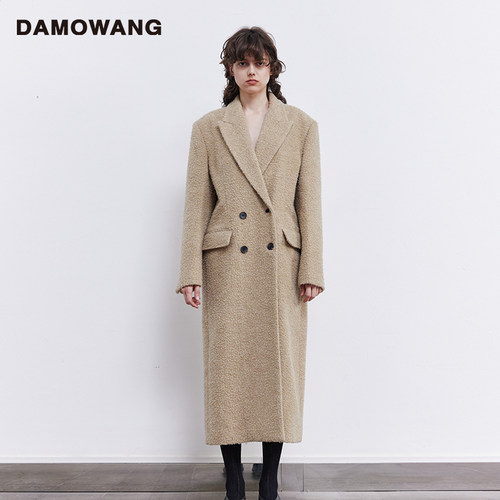 damowang西装式花呢大衣外套