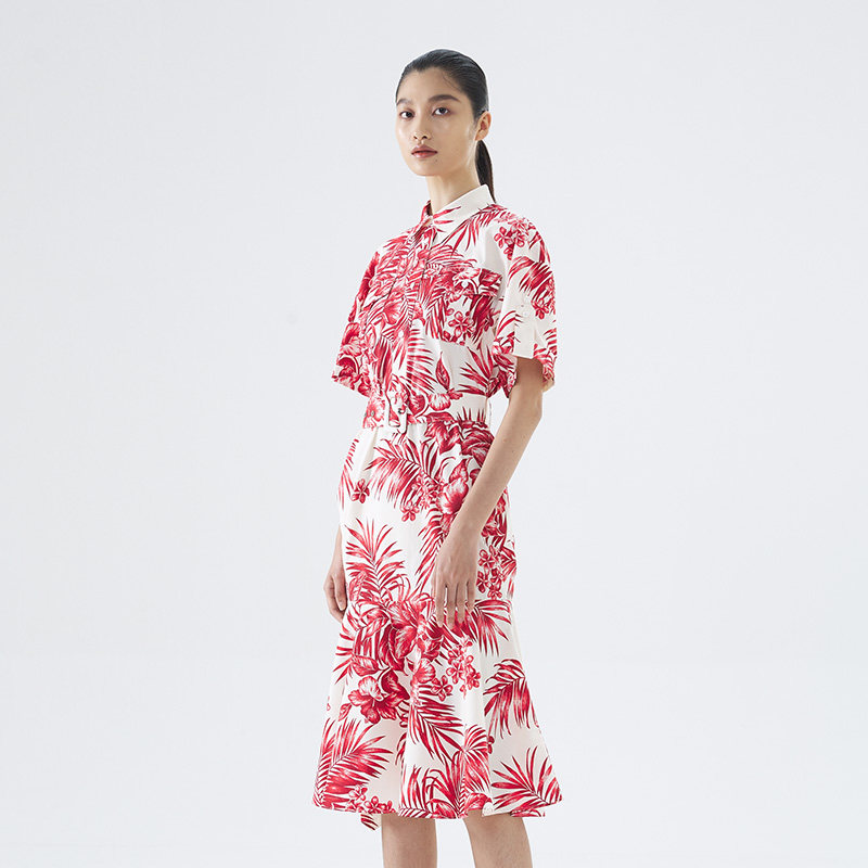 damowang印花修身连衣裙