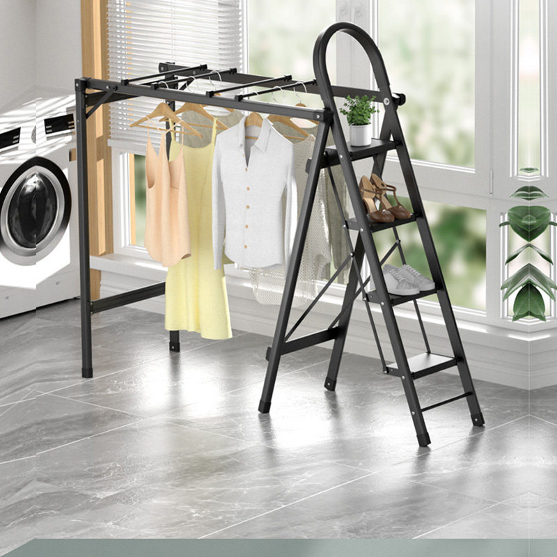 好太太家用室内多功能晾衣架两用折叠伸缩加厚铝合金晒架人字梯