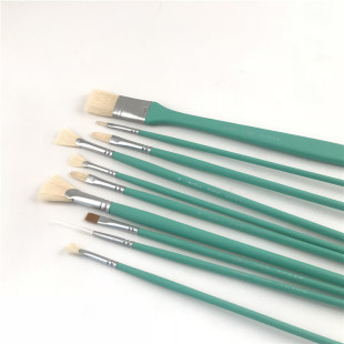 厂家马奈十支精美混合猪鬃尼龙套装画笔水粉笔油画笔板刷扇形