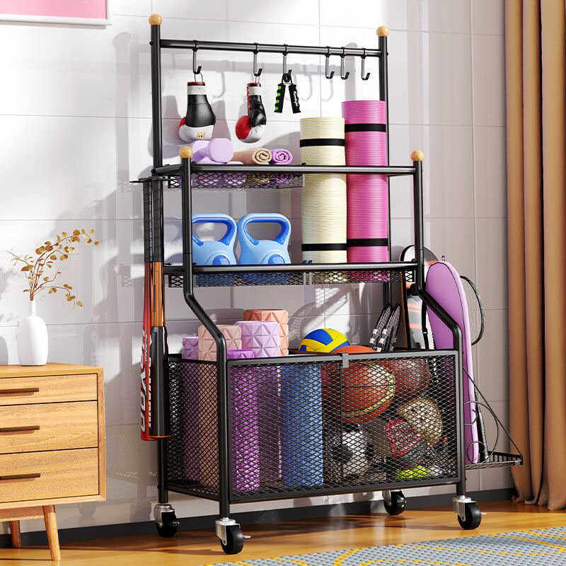 雅贝洛运动健身器材整理置物架带轮瑜伽垫收纳筐羽毛球篮球多功能,收纳整理,运动器材收纳用具,淘宝优惠券,粉丝福利购,淘宝优惠卷