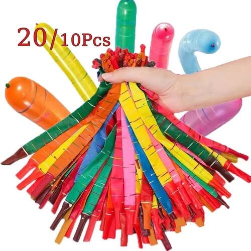 10/20pcs Mixed Color Long Latex Rocket Balloon Flying Squeak