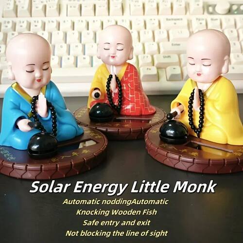 Solar Powered Little Monk Car Accessories, Car Shaking Littl