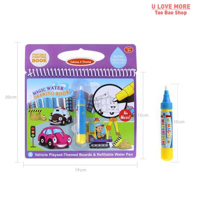 Magic Water Drawing Coloring Book and Magic Pens