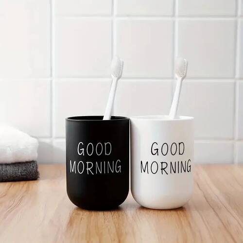 1pc/2pcs/3pcs Slogan Graphic Mouthwash Cup, Simple Couple To