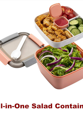 Salad Container Bento Box Tray Leak-Proof Sauce Container