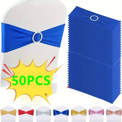 50-Pack Elastic Chair Knot Tie Bow Buckle Wedding Decoration