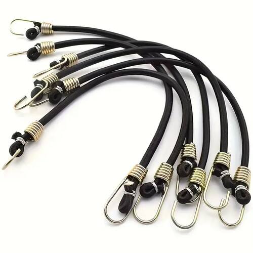 3/6pcs Heavy Duty Black Bungee Cords with Hooks - 6 Pack - D