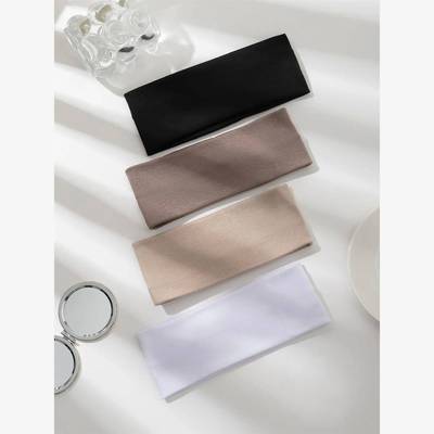 4Pcs/Set Fashion Wide Solid Color HairBands Soft Elastic Hea