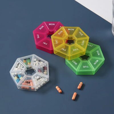 Portable Pill Box 7 Day 7 Compartments Food Grade PP Plastic