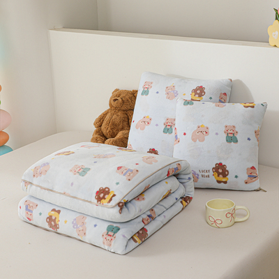 牛奶绒 抱枕被子两用毯子二合一车用午睡枕头被折叠沙发靠枕靠背