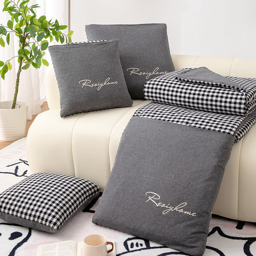 全棉！夏凉抱枕被子两用二合一2024新款午睡毯车用枕头空调被靠枕