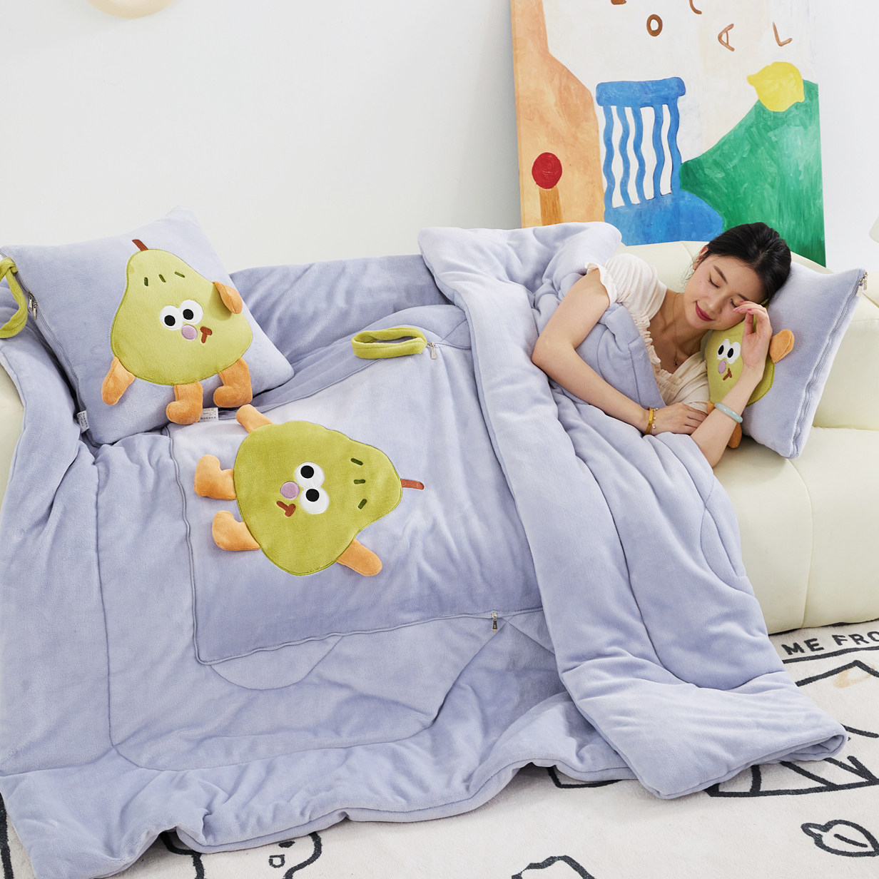 牛奶绒 可机洗抗菌棉 抱枕被子两用2025新款加厚车用靠枕二合一,居家布艺,抱枕被,淘宝优惠券,粉丝福利购,淘宝优惠卷