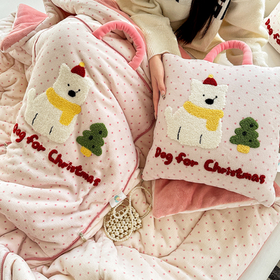 牛奶绒 加厚冬季抱枕车用被子两用2025新款午睡毯子二合一靠枕被