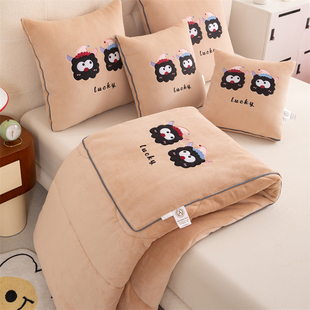 a类母婴级 双面牛奶绒抱枕车用被子两用二合一午睡枕头沙发靠枕毯
