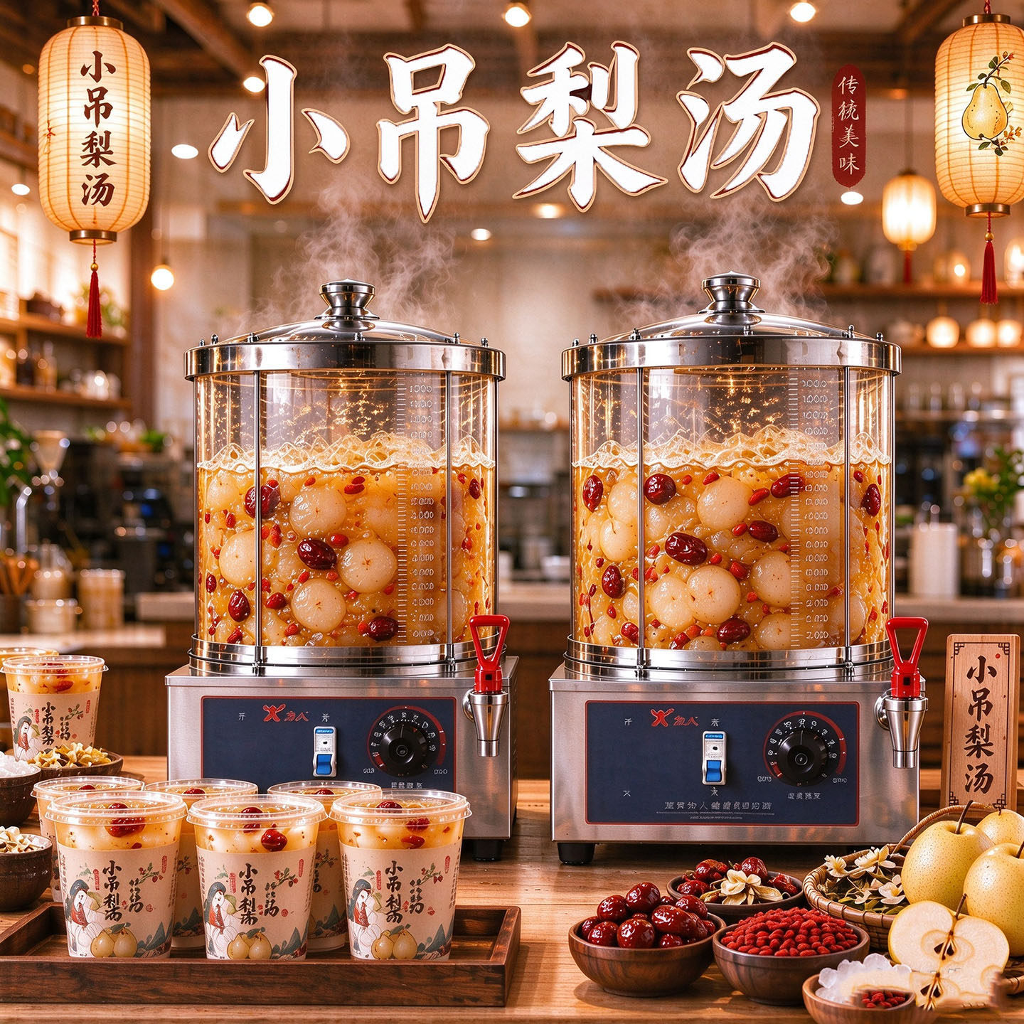 力人商用摆摊梨汤机热饮手动款大容量防爆煮茶养生机银耳酸梅汤机