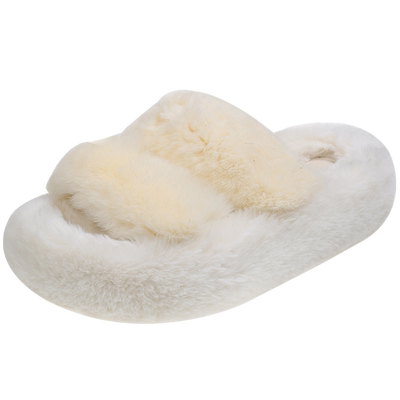 优兰意加厚保暖一字毛毛拖鞋女潮