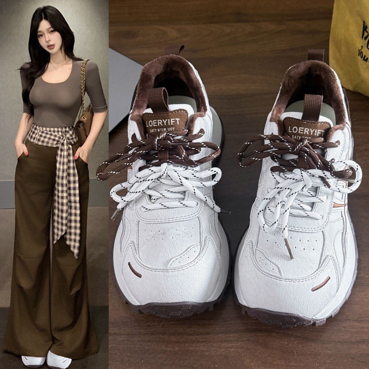 优兰意四季款休闲百搭时尚老爹鞋