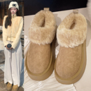 子 厚底防滑加绒保暖毛绒懒人一脚蹬棉鞋 冬季 毛毛雪地靴女2025新款