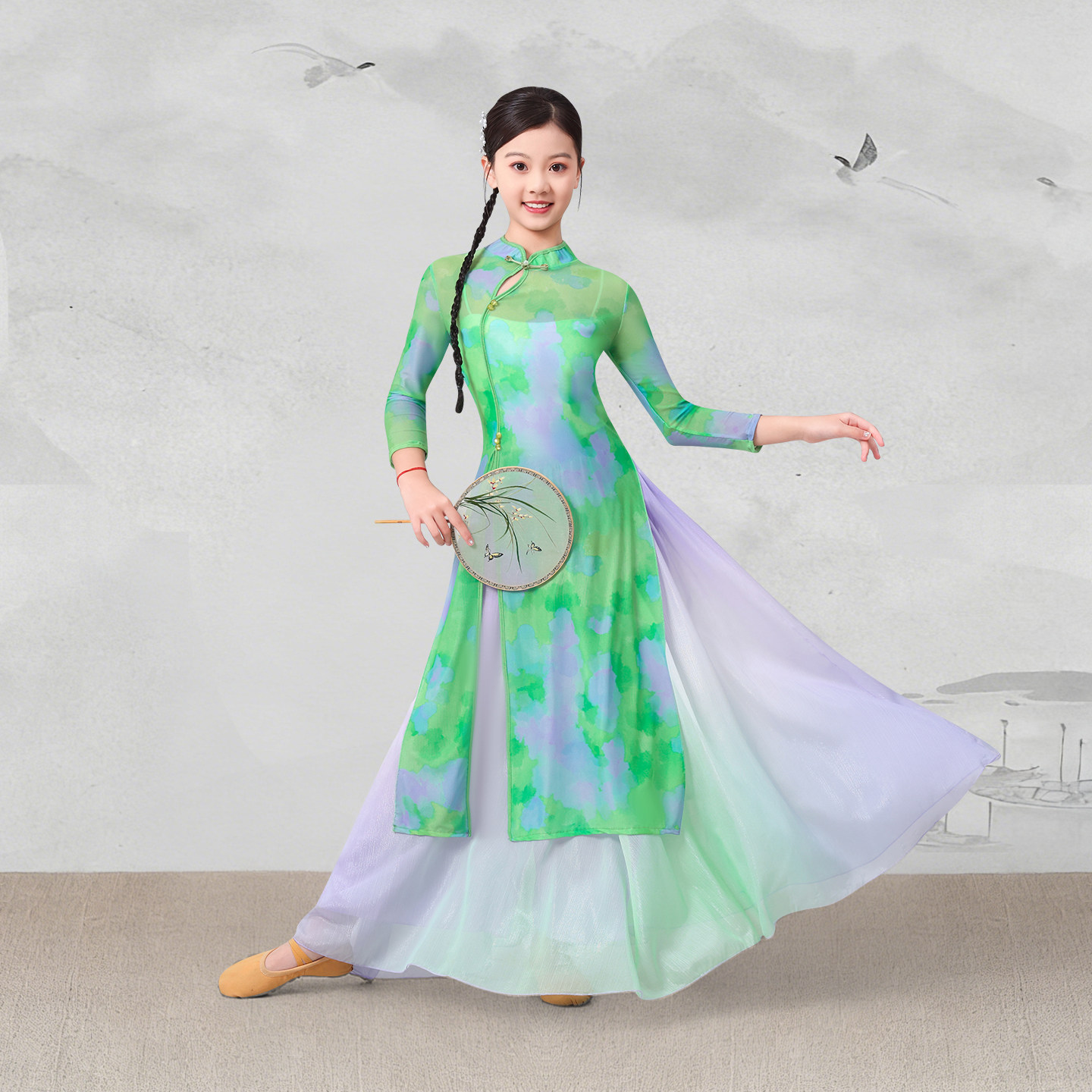 儿童古典舞服装中国风旗袍伞舞服图片