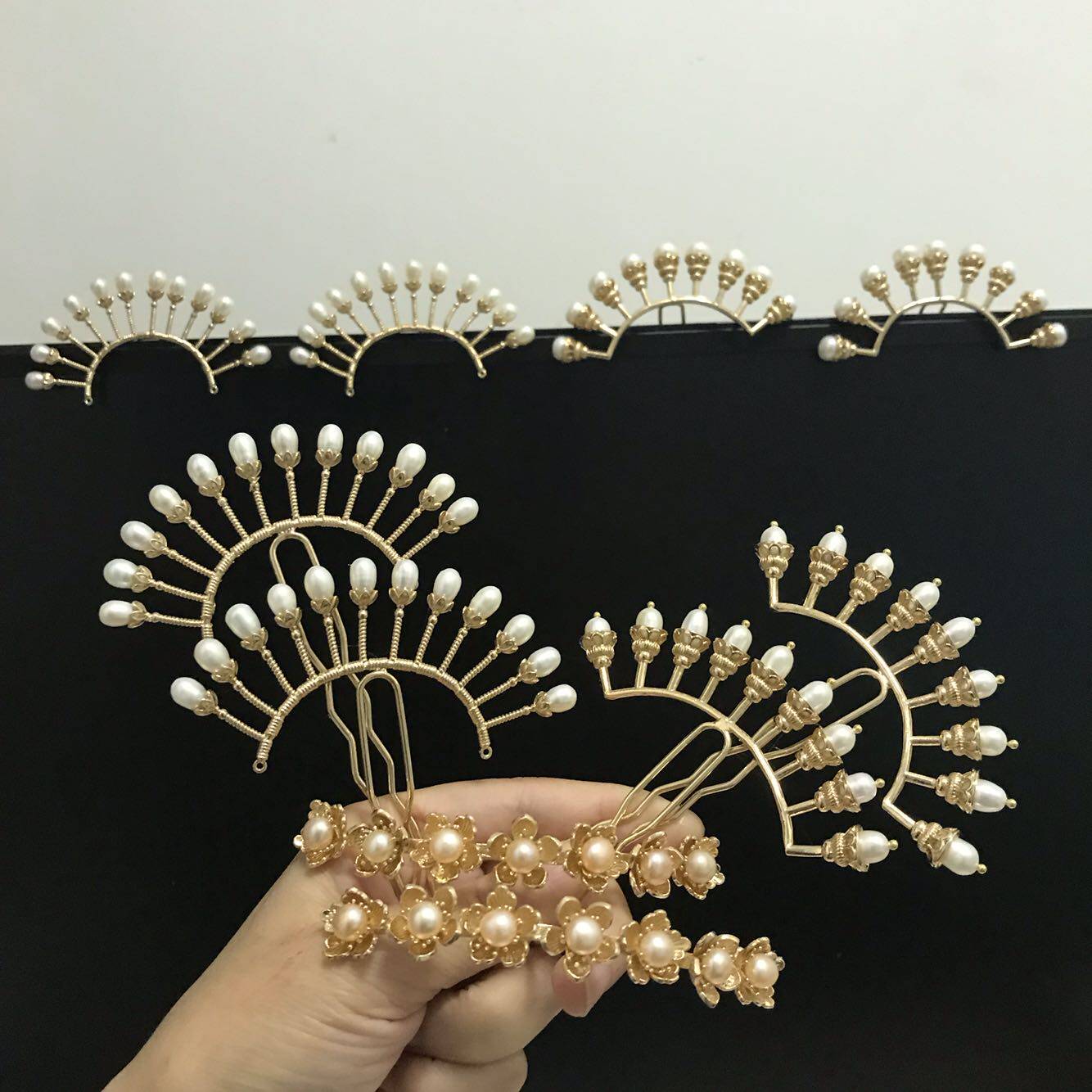 Jade hairpin Pure copper Pearl natural freshwater Pearl Platoon and insertion Hanfu Hair crown Flowerin the Accessories/Fashion Jewelry, Hair Accessories  category - from Buy2taobao.com to provide professional Taobao agent buy service