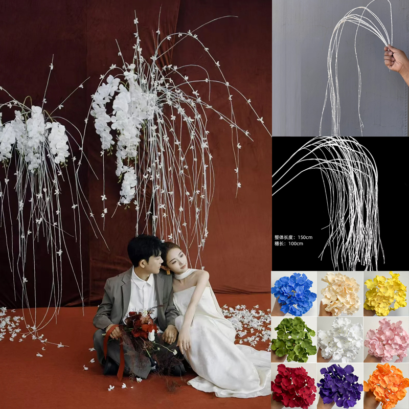 婚庆装饰垂钓装饰婚礼堂吊顶装饰仿真羽毛枝条DIY套装柳条柳芽