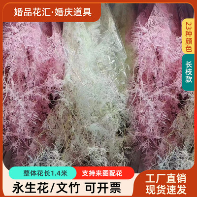 文竹永生花真花婚庆软装陈设婚礼堂花艺插花垂坠线条型搭配干花