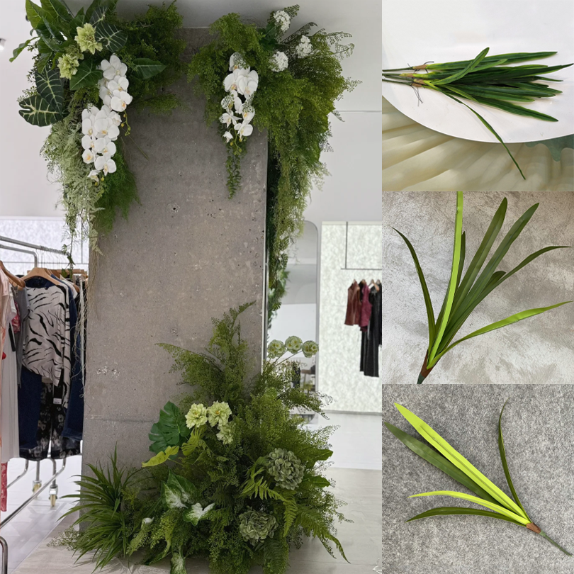 过胶手感仿真把束蕙兰叶子兰花草兰花叶蕨类植物墙上装饰婚庆插花