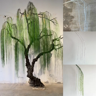 仿真柳树枝柳芽枝场景布置婚庆造景造树绿植叶材配材墙面艺术柳条