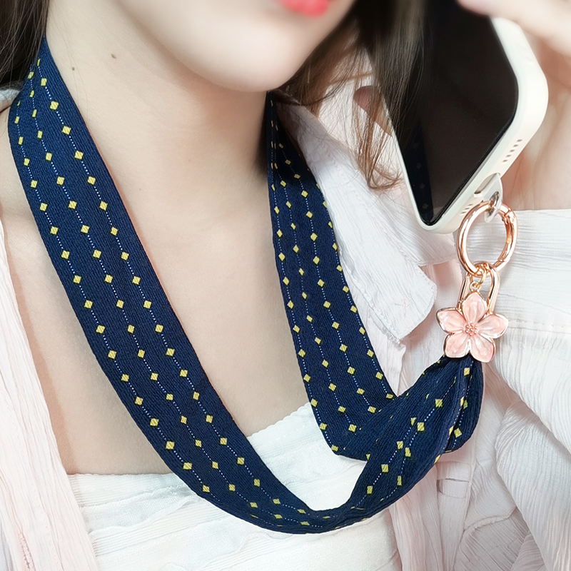 手机挂绳长款复古挂脖子丝巾宽带