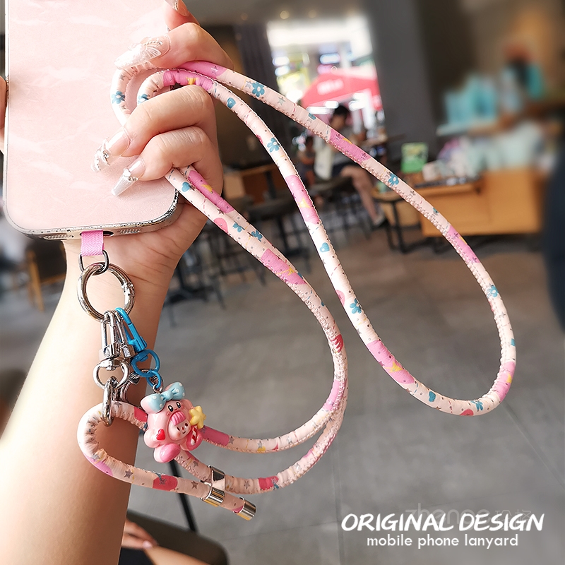 虹客手机挂绳女斜挎可调节挂脖长款皮质肩背带户外旅游行逛街包包链套壳相机水杯小蜜蜂挂绳通用时尚百搭新品