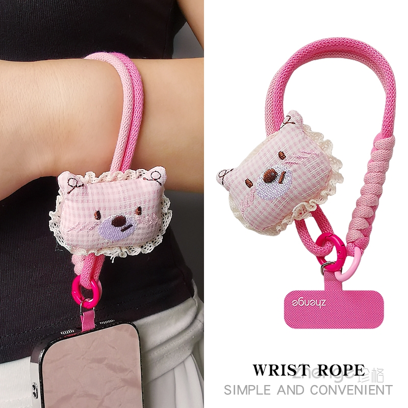 虹客手机挂绳女秋冬季便携手腕棉质编织绳短款户外旅游登山手机壳防丢摔链饰结实耐用超好看时尚舒适百搭新品