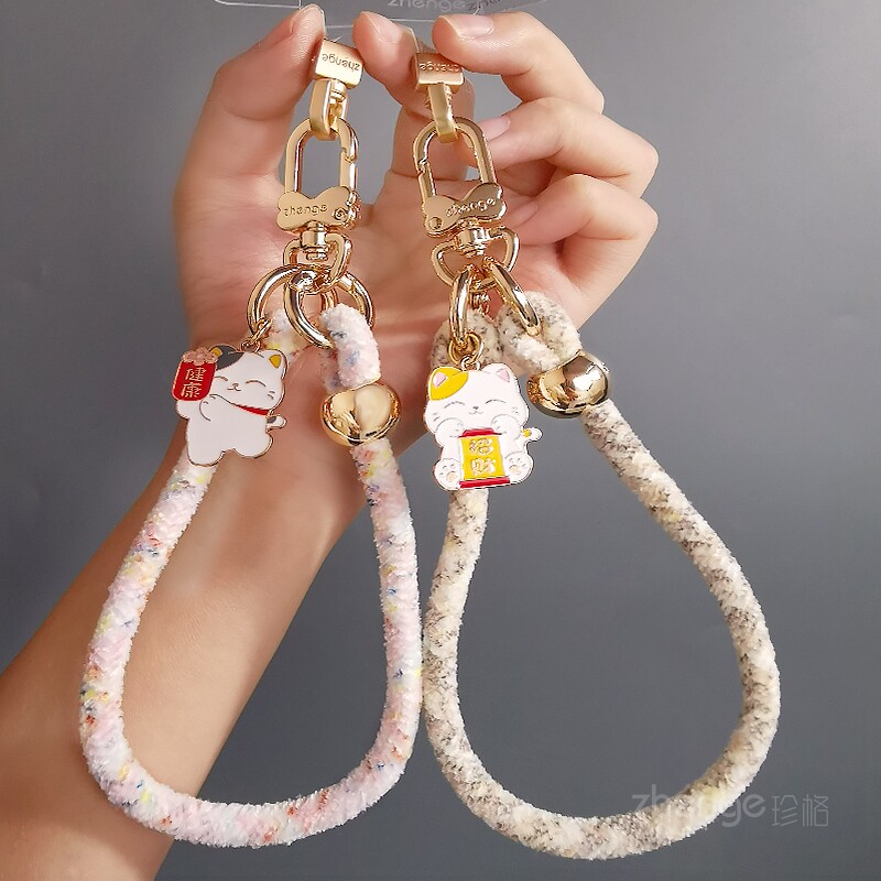 原创新款毛绒手机挂绳女士手腕超好看小众精致高级感五金挂钩扣结实耐