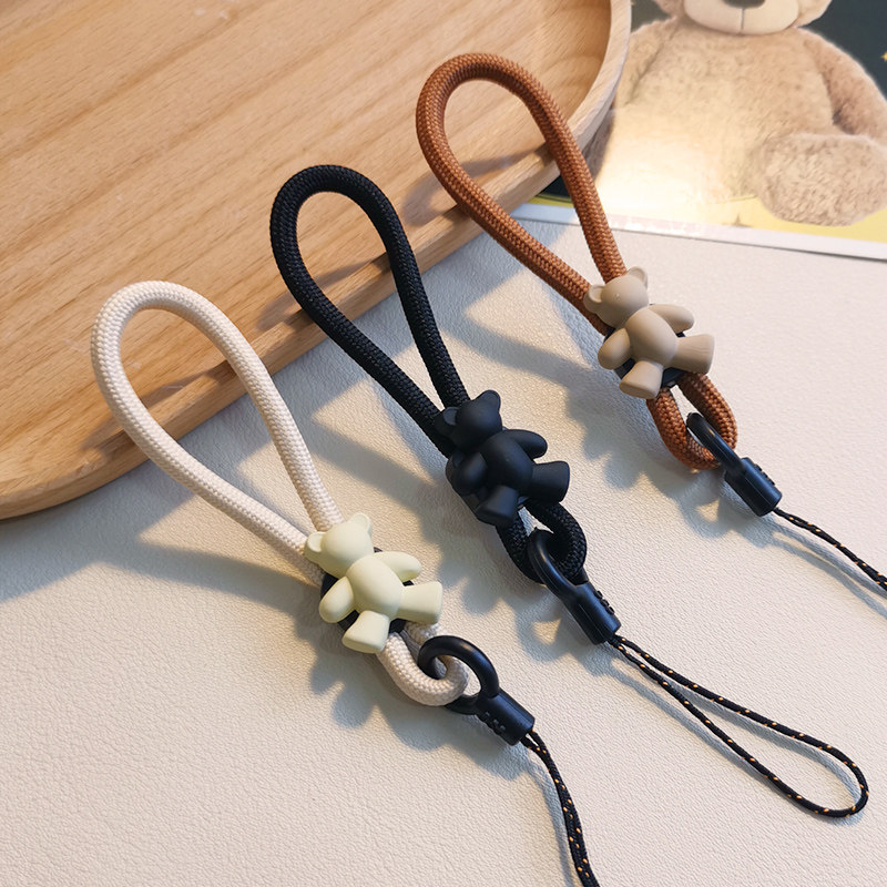 手机挂绳短款指环扣短绳卡通小熊挂件男女款手指扣防摔手机绳挂链手提结实耐用手绳链条手机壳挂绳防丢吊绳