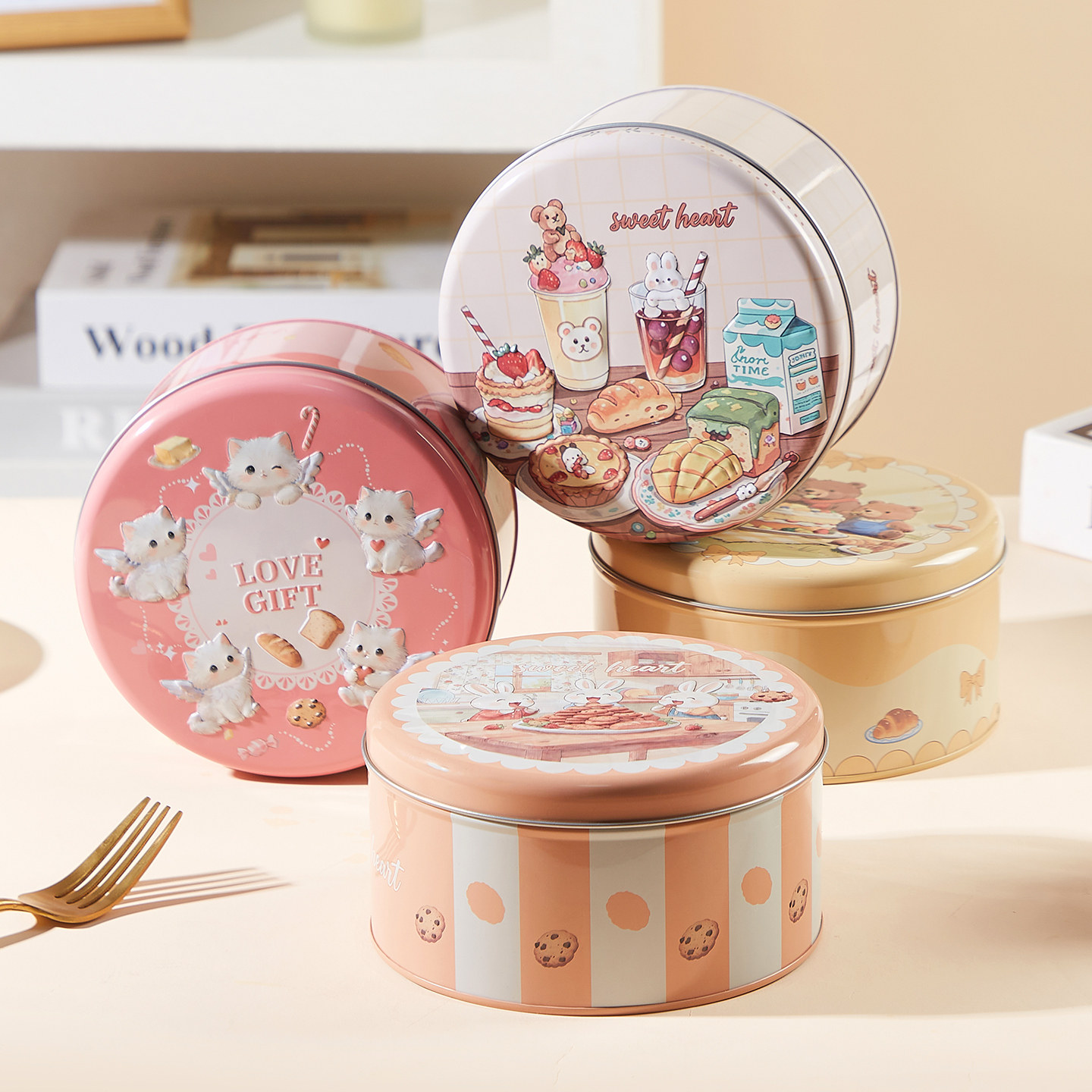 曲奇饼干包装盒铁罐曲奇饼干包装盒礼盒蛋糕盒圆形马口铁罐喜糖盒,收纳整理,食物收纳盒,淘宝优惠券,粉丝福利购,淘宝优惠卷