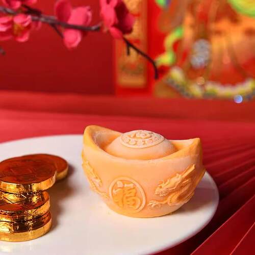 新年中式元宝中国结折扇慕斯模具