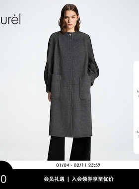【绵羊毛】Laurel劳芮新款圆领灯笼袖长款大衣LWL355D00800