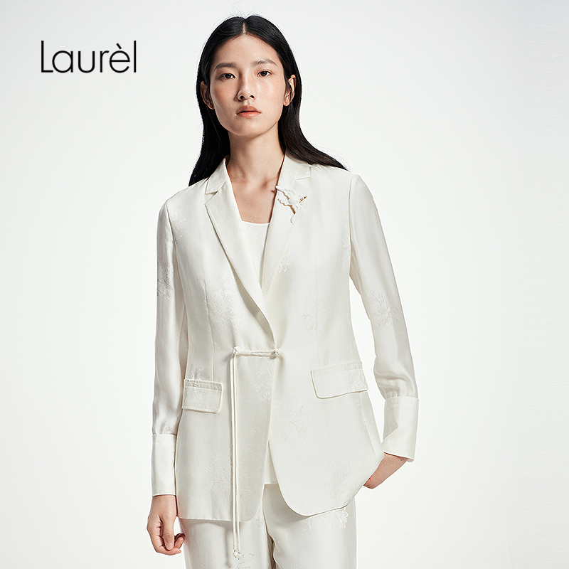 【秀场同款】Laurel劳芮25春新款白瓷提花中式西装女LWL361T00500