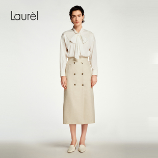 麻感直身半裙女LWL353Q02700 Laurel劳芮劳芮新品