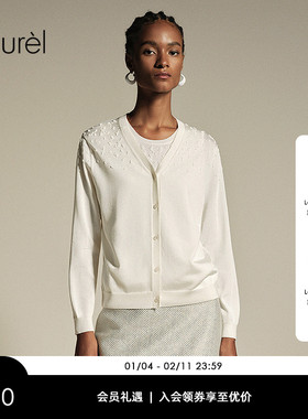 【日本进口混纺毛纱】Laurel劳芮25秋新款钉珠开衫LWL363M07800